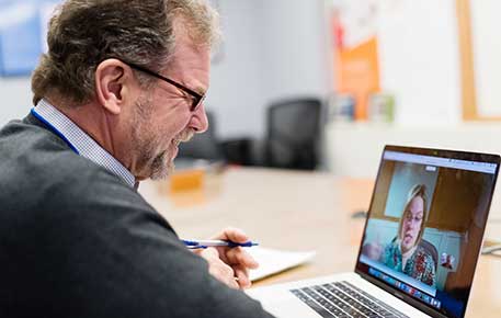 A patient connects with a provider through a video visit