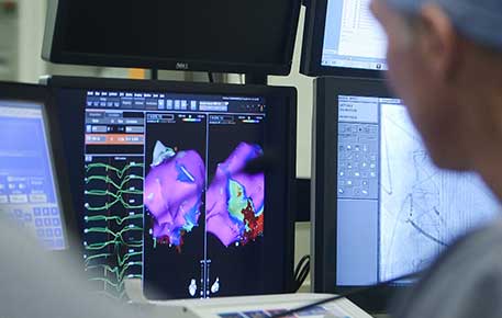 Healthcare provider reviewing heart imaging findings