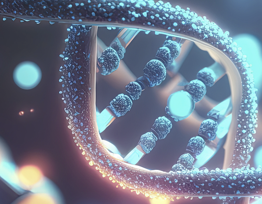 a DNA helix represents the impressive scope of the biotech institute's aim