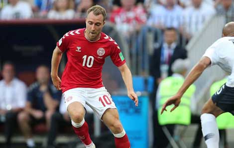 Christian Eriksen playing during the World Cup
